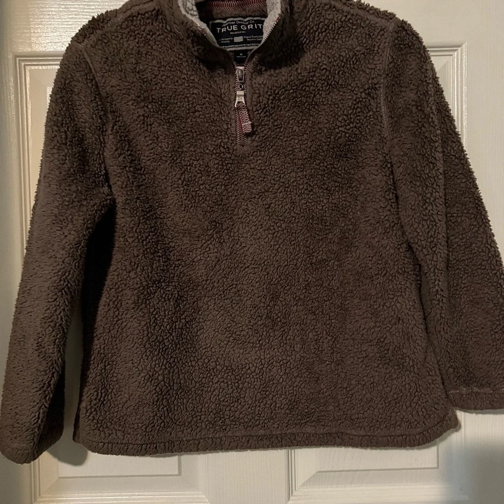 True Grit Chocolate Fleece Quarter-Zip size M (10-12 Boys)